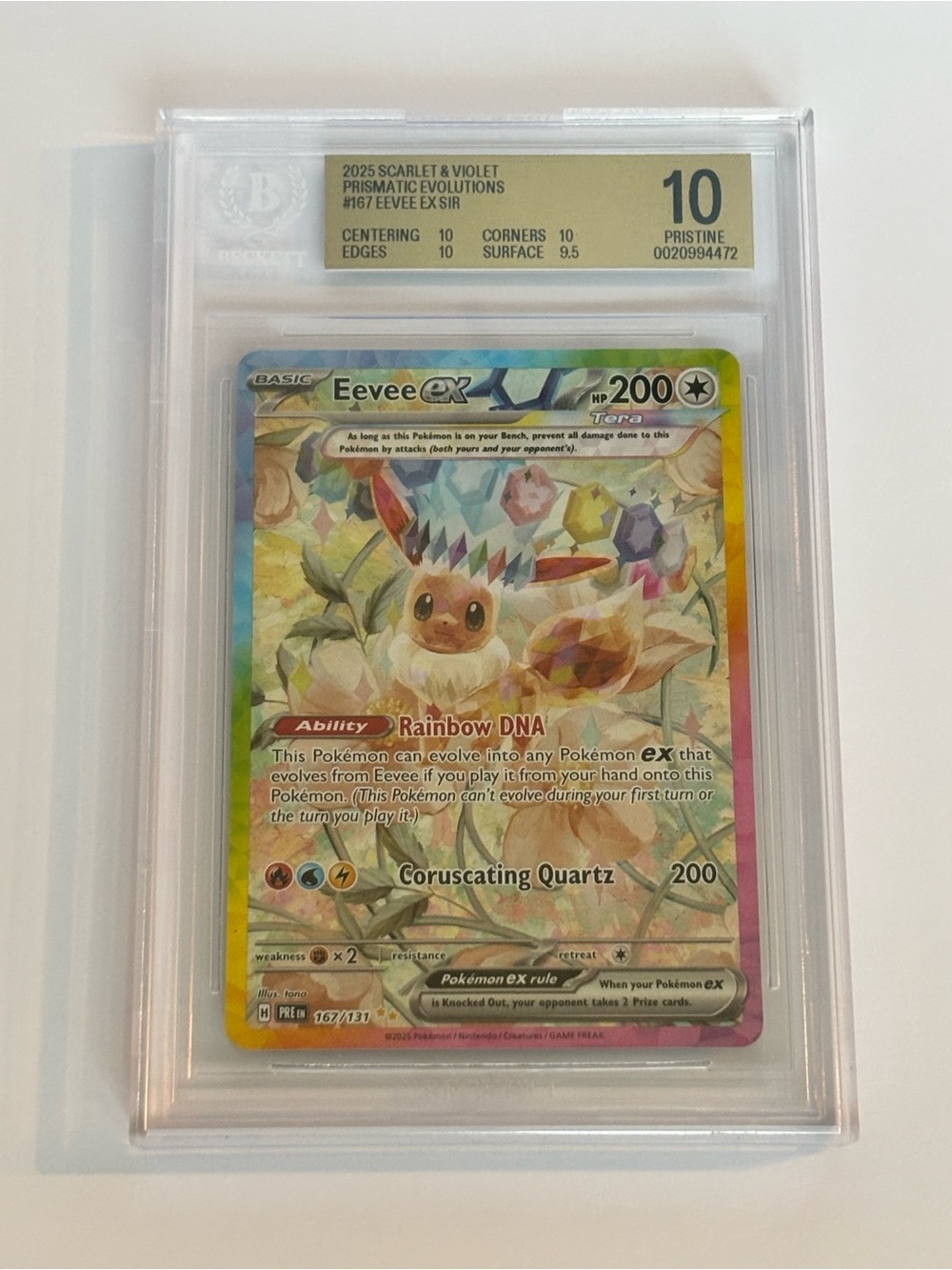 Eevee EX SIR Prismatic Evolutions 167/131 Beckett 10 POP 12!